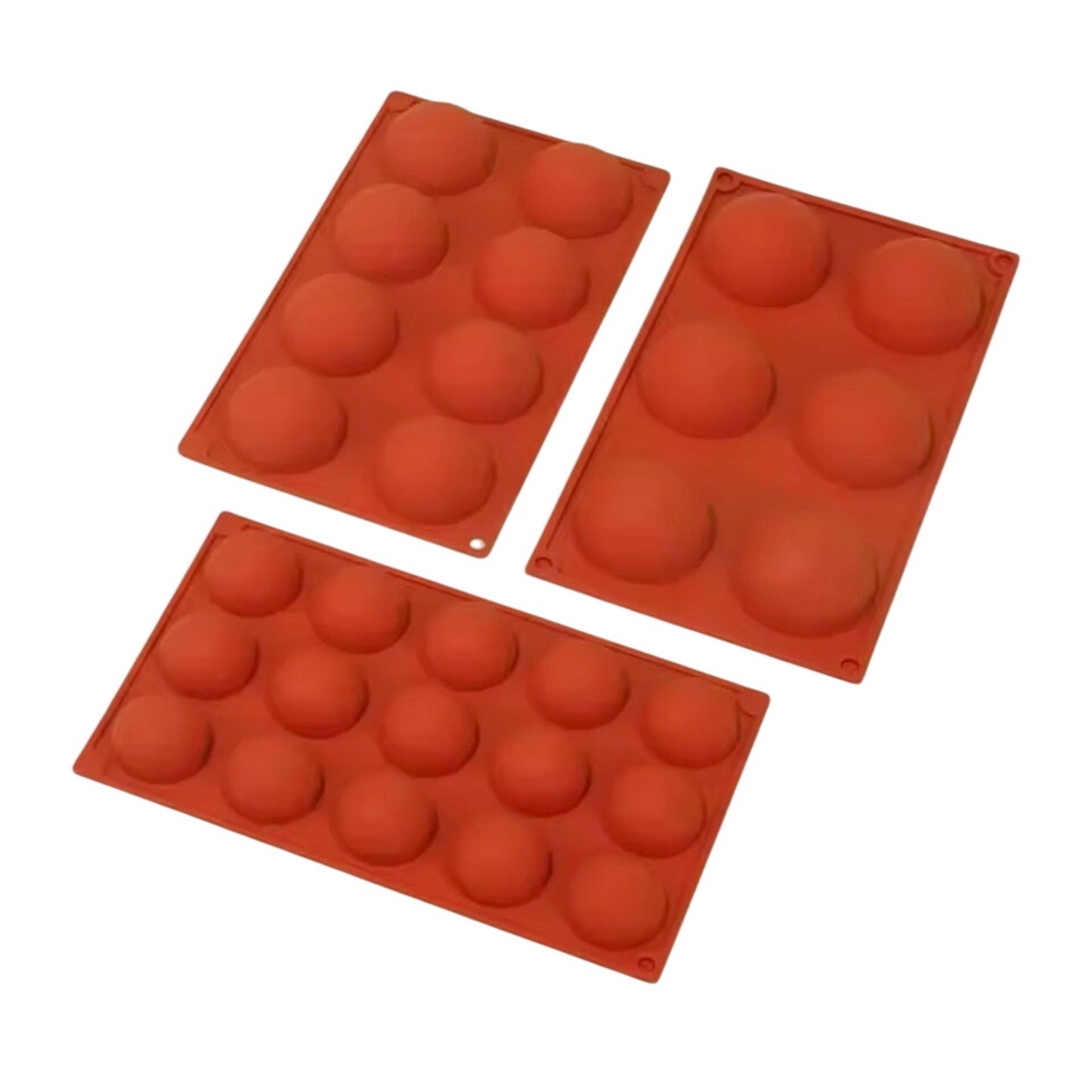 3 Piece Holes Half Ball Sphere Round Silicone Mold 3D Brownie Pudding Mousse