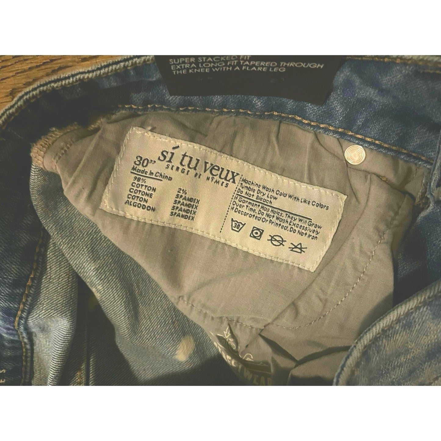 Si Tu Veux Superstack Arthur Jean Indigo Bleach Size 30