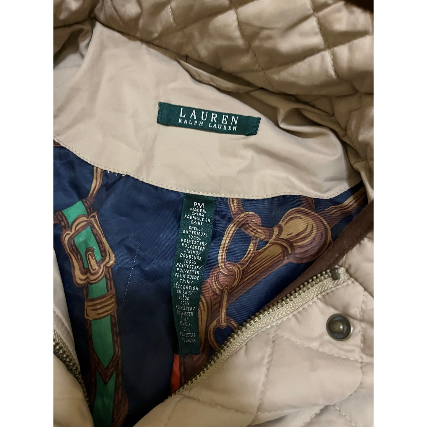 Ralph Lauren Diamond Quilted Jacket Faux Leather Size M Women's