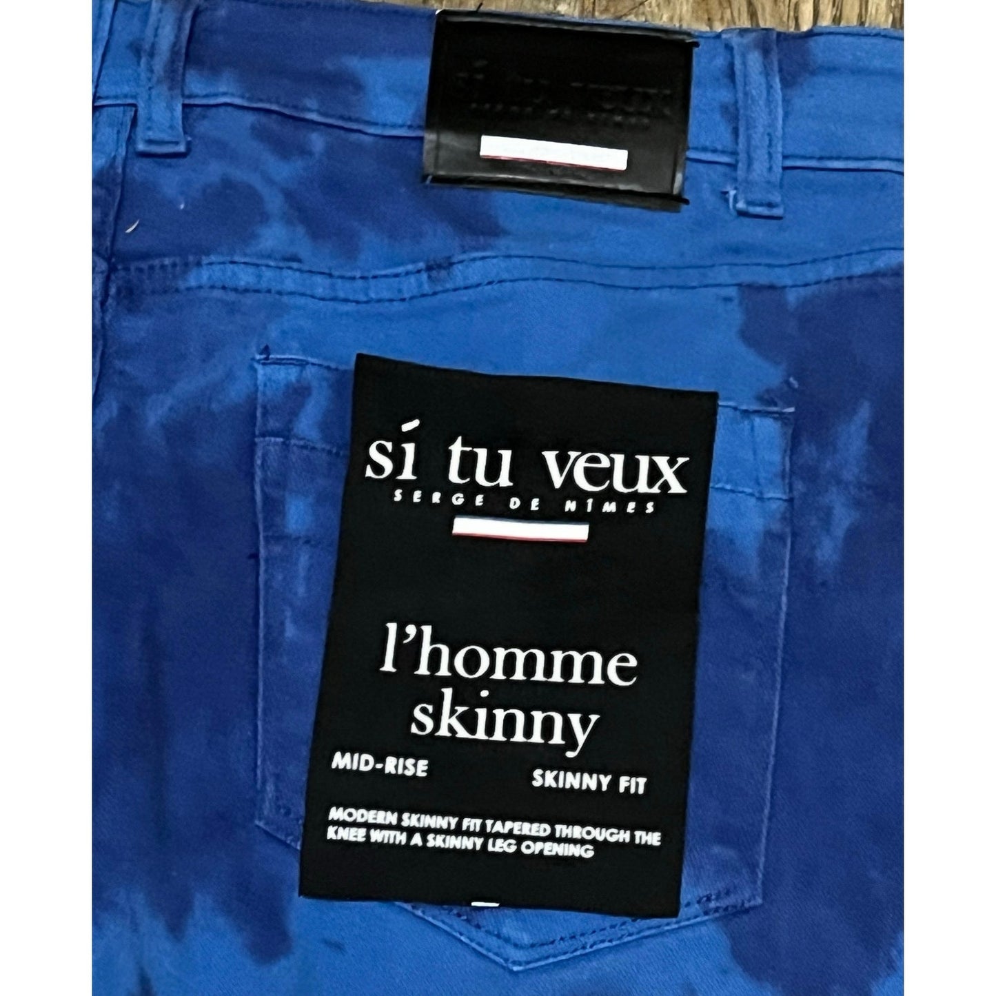 Si Tu Veux Royal Blue Superstack Men’s Jean’s Size 32