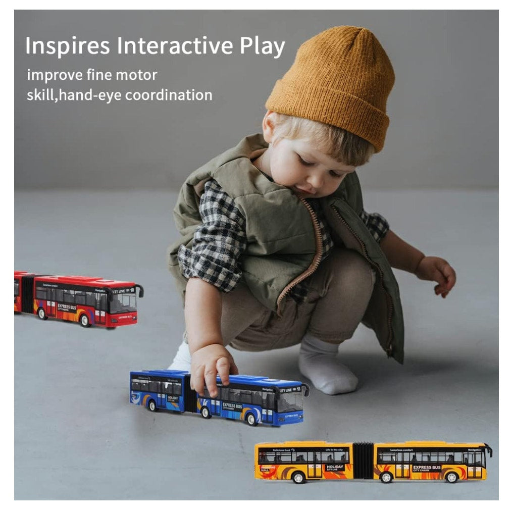 City Bus Toy for Kids, Die Cast Alloy Pull Back Vehicles