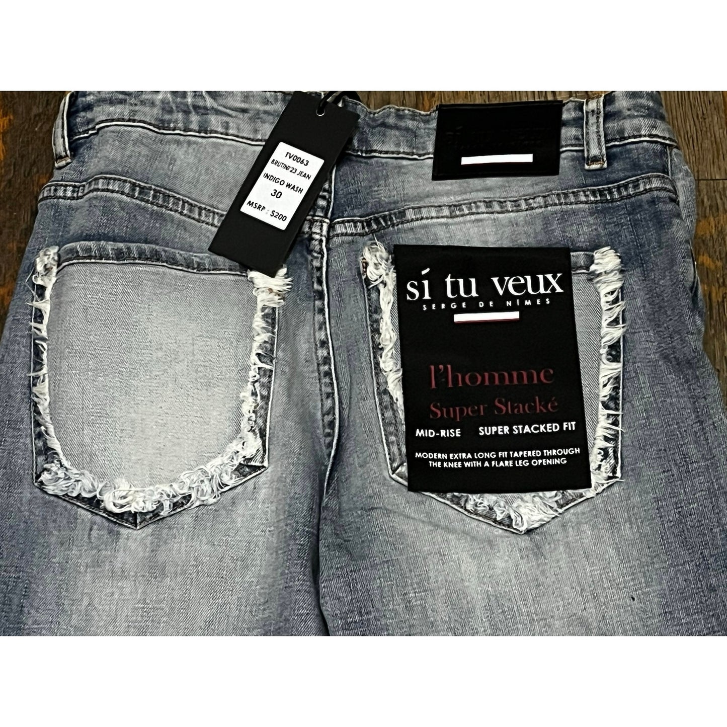 Si Tu Veux Brutini’23 Jeans Indigo Wash Mens Superstack Size 30