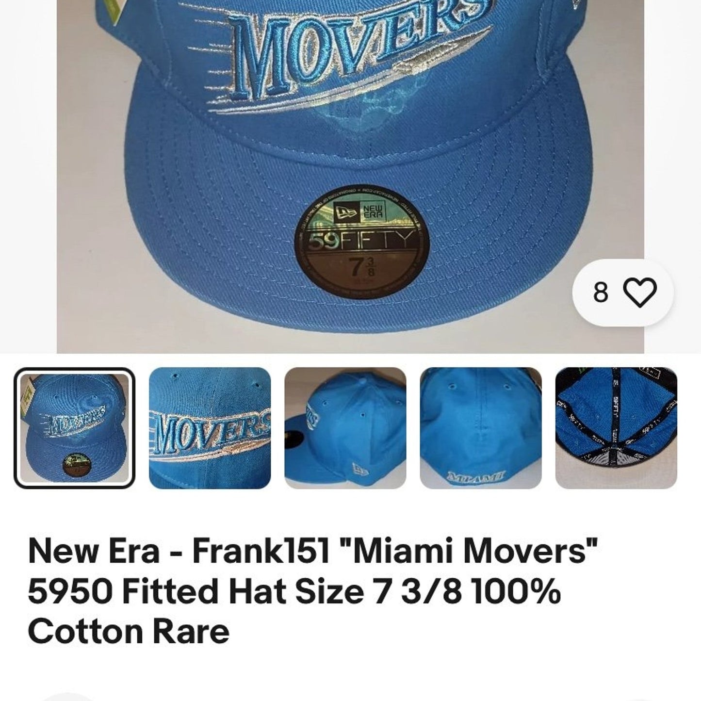 New Era Hat 7 1/2 Blue & Sliver Movers