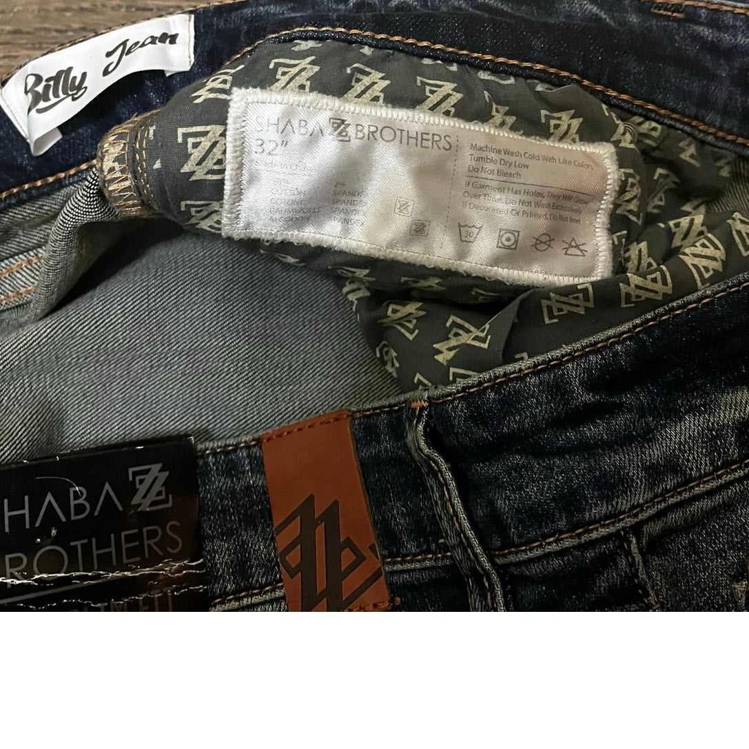 Shabaz Brothers Billy Jeans Dark Blue Superstack Men’s Size 32