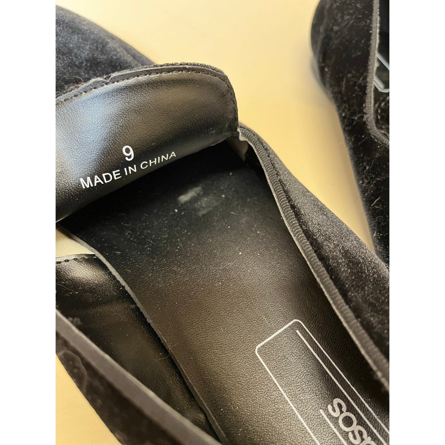 ASOS women’s Loafers In Black Velvet With Badge Detail