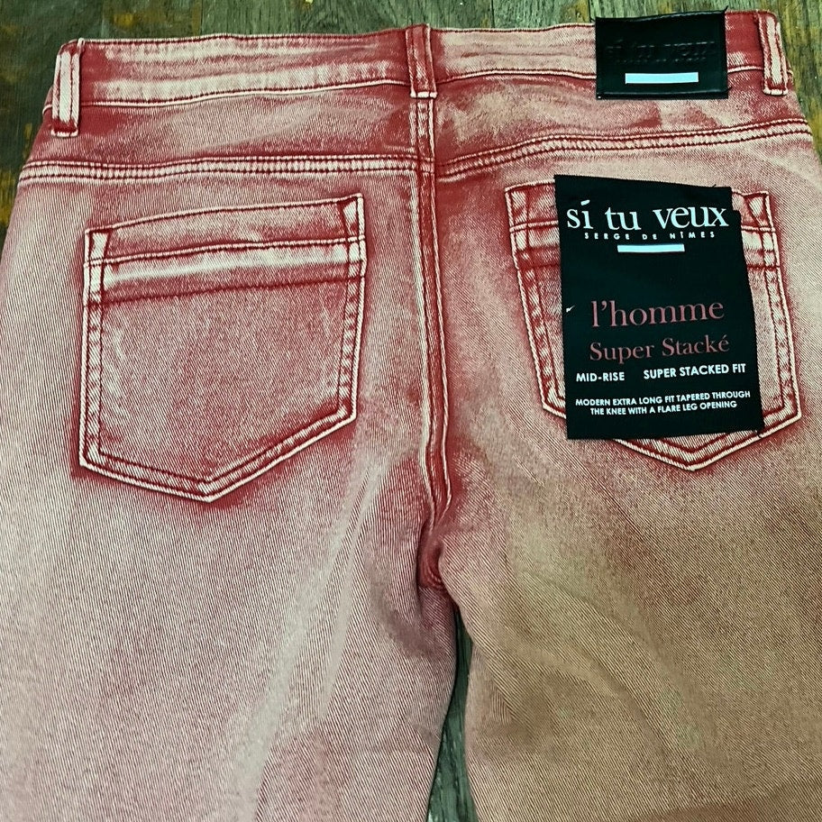 Si Tu Veux Men’s Superstack Red Jean’s Size 32