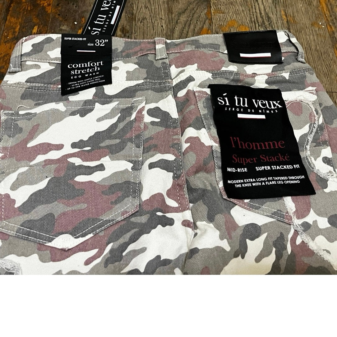 Si Tu Veux Cream Amy Superstack Men’s Jeans Size 32
