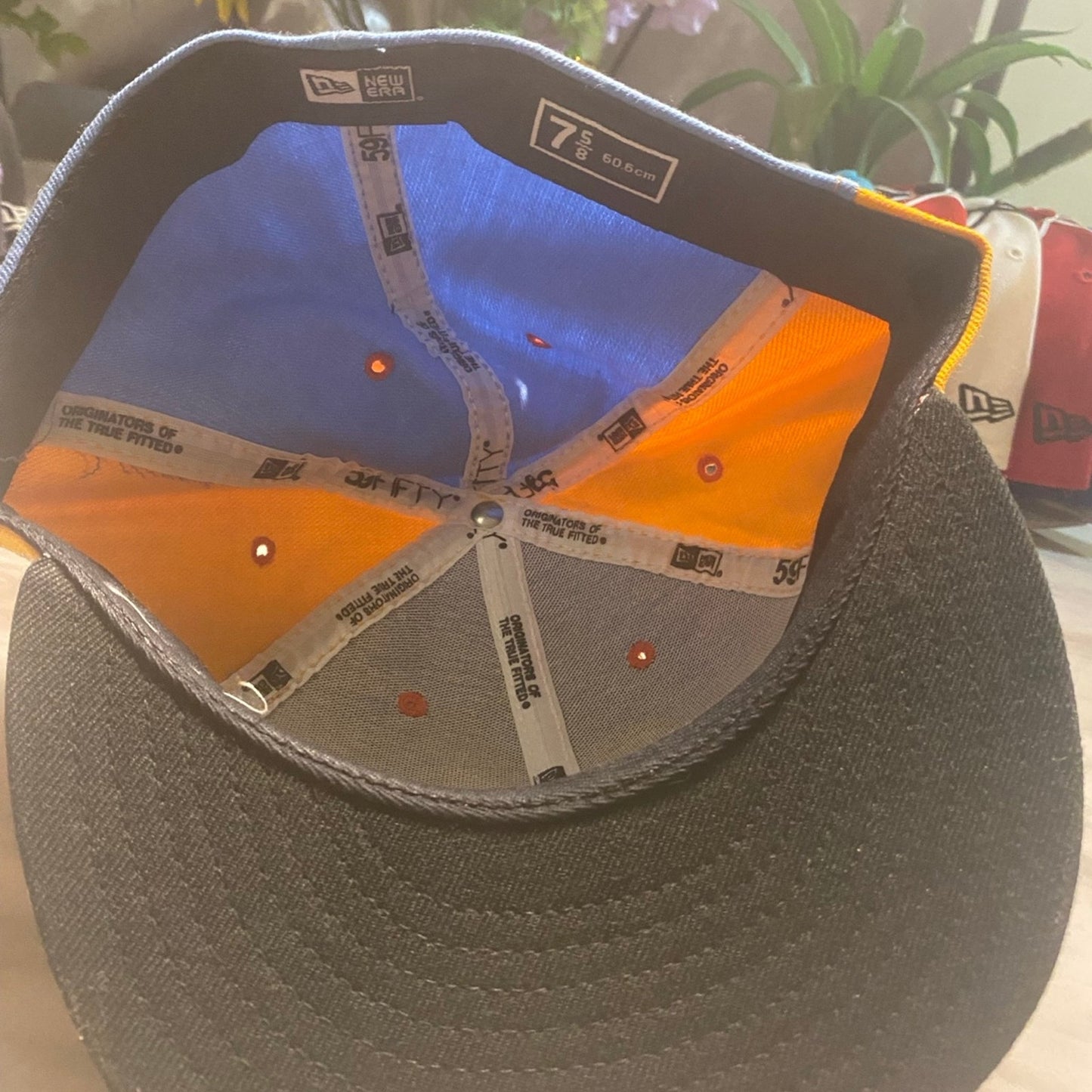 New Era Hat 7 5/8 Orange/Blue