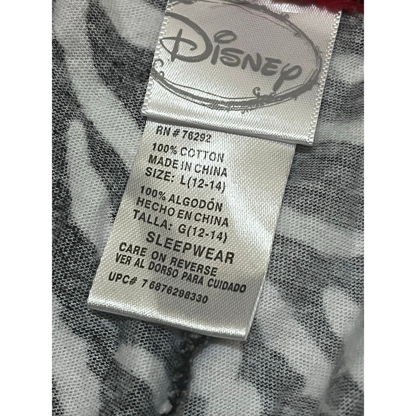 Disney zebra Mickey Mouse sleepwear Kids Size 12/14