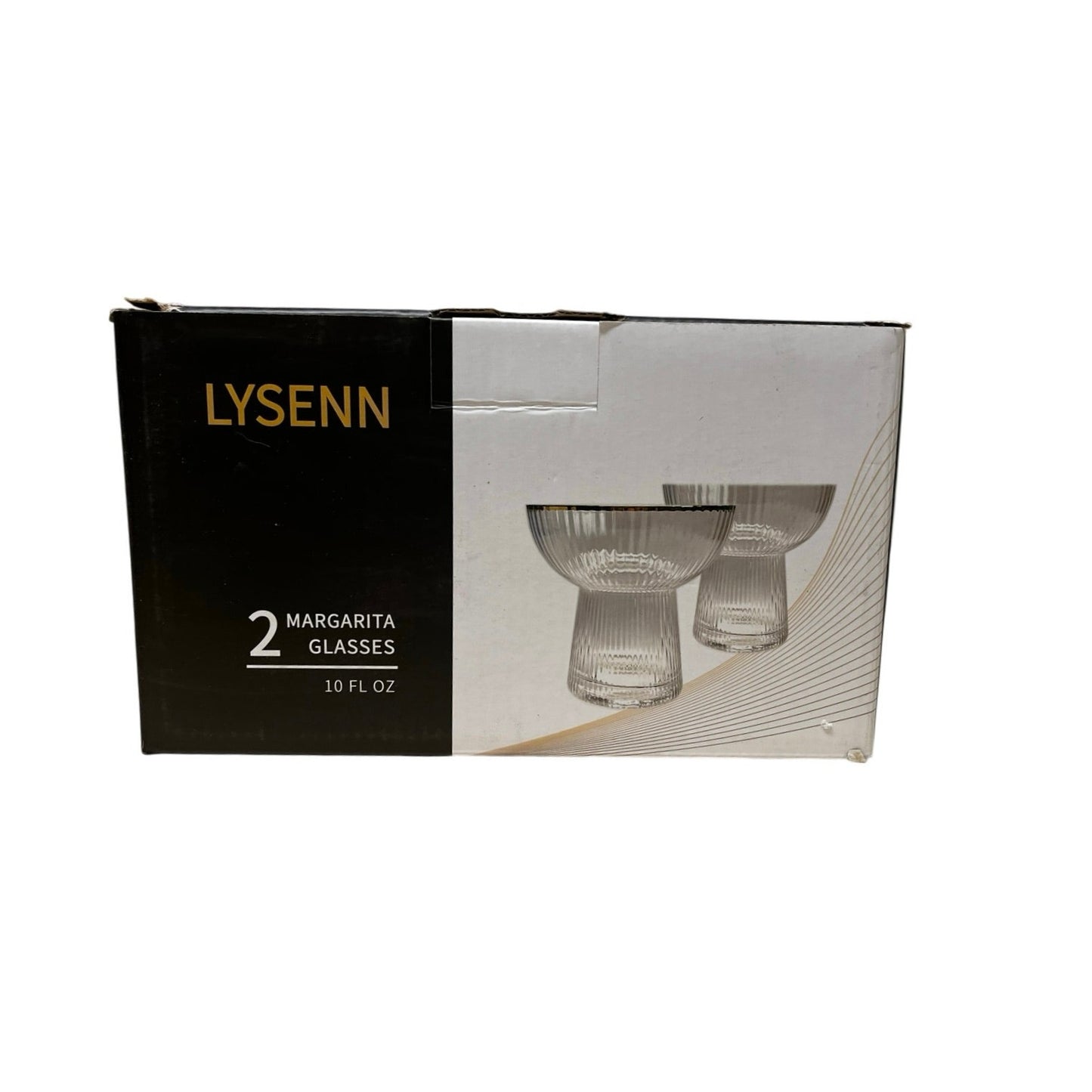 Lysenn Stemless Margarita Glasses Set of 2 – 10 oz Gold Rim