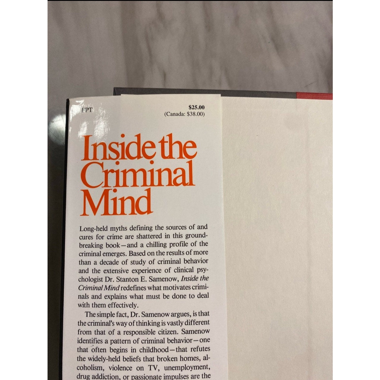 Inside The Criminal Mind Hard Cover Book