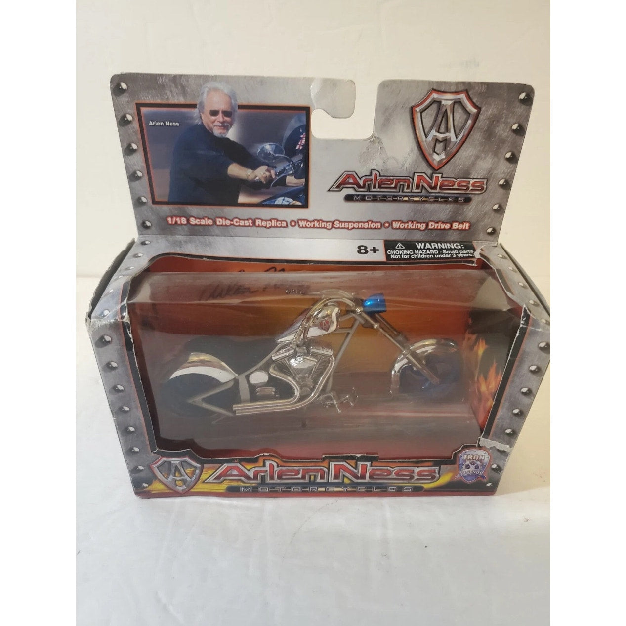 Arlen Ness Motorcycles Iron Legends 1/18 Unopened Box Die Cast Replica Blue