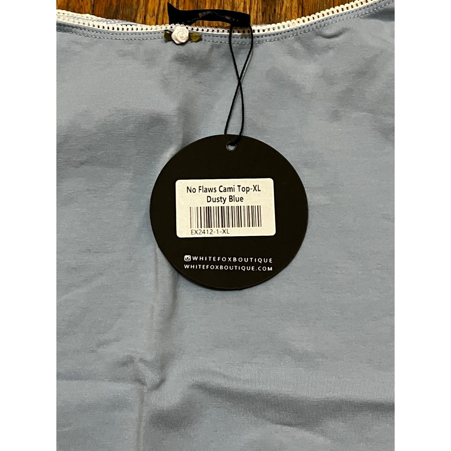 White Fox No Flaws Cami Top Size XL Dusty Blue