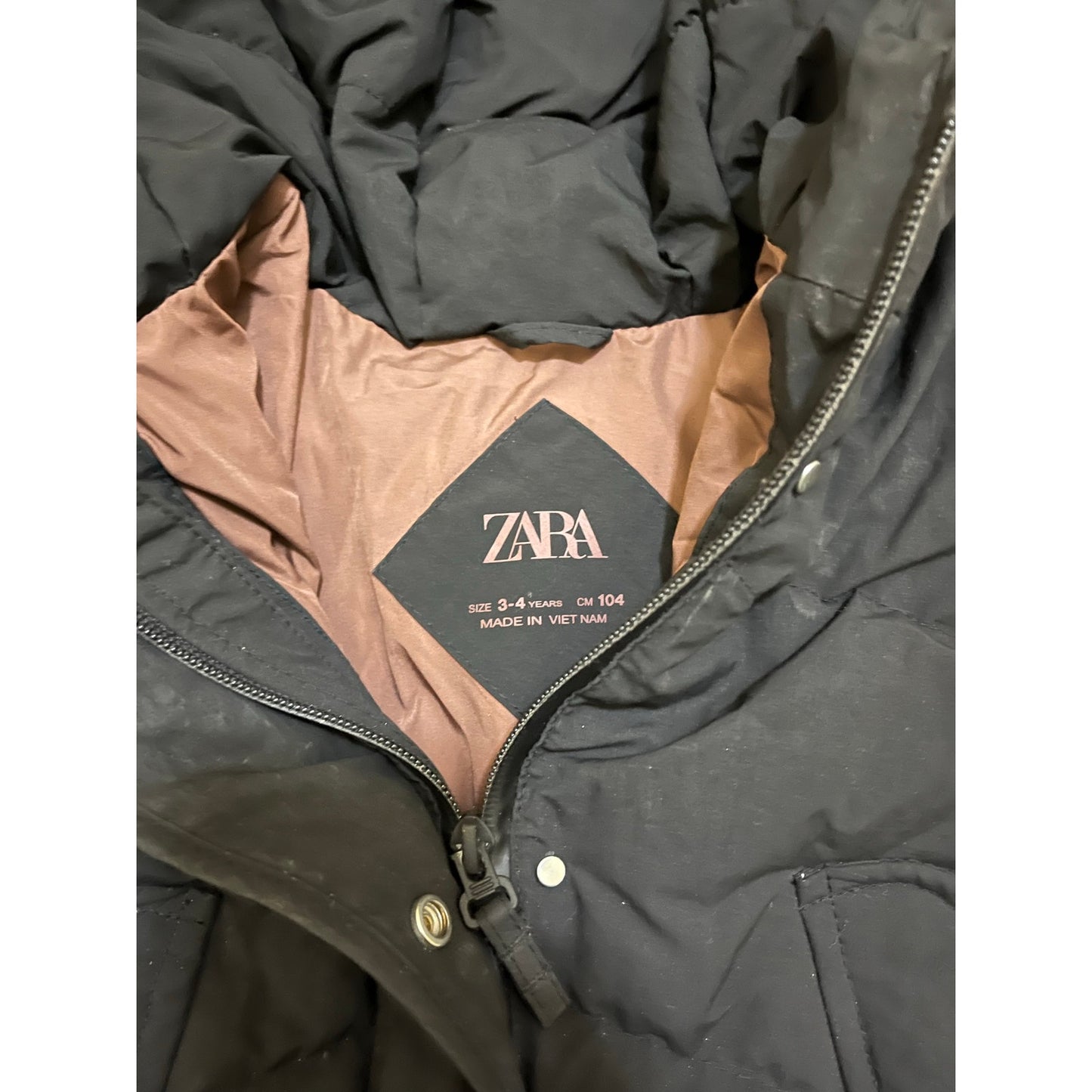 Black Zara Kids Coat unisex Size 3-4