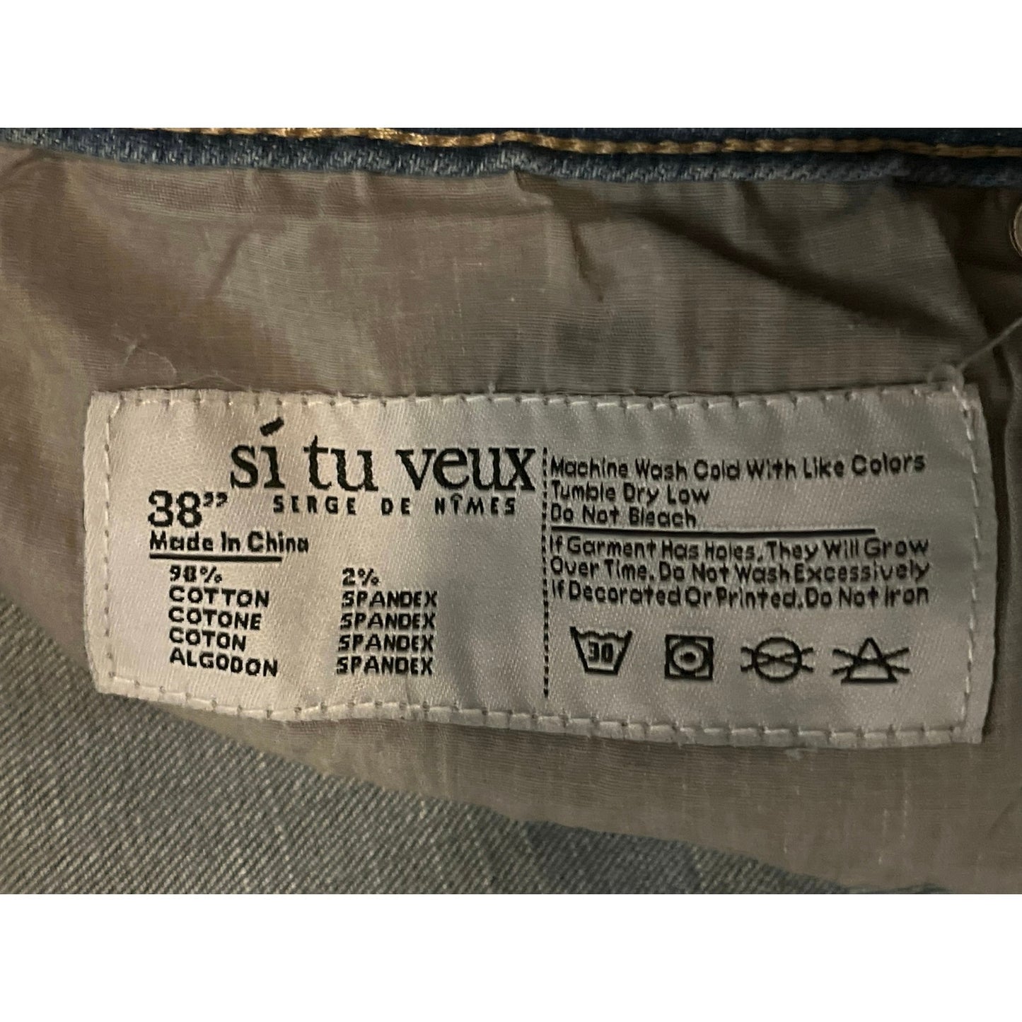 Si Tu Veux Warren Jean Indigo Wash Size 38
