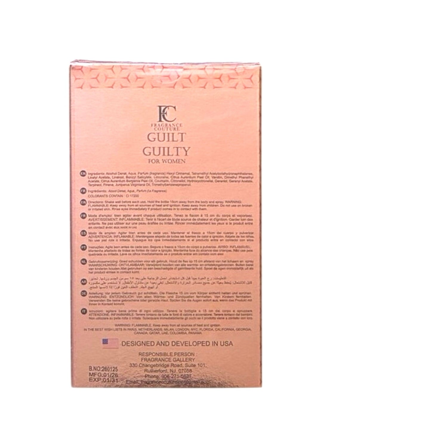Guilt Guilty EDP For Women 3.4oz 100ml Inspired by Gucci's Guilty for Women