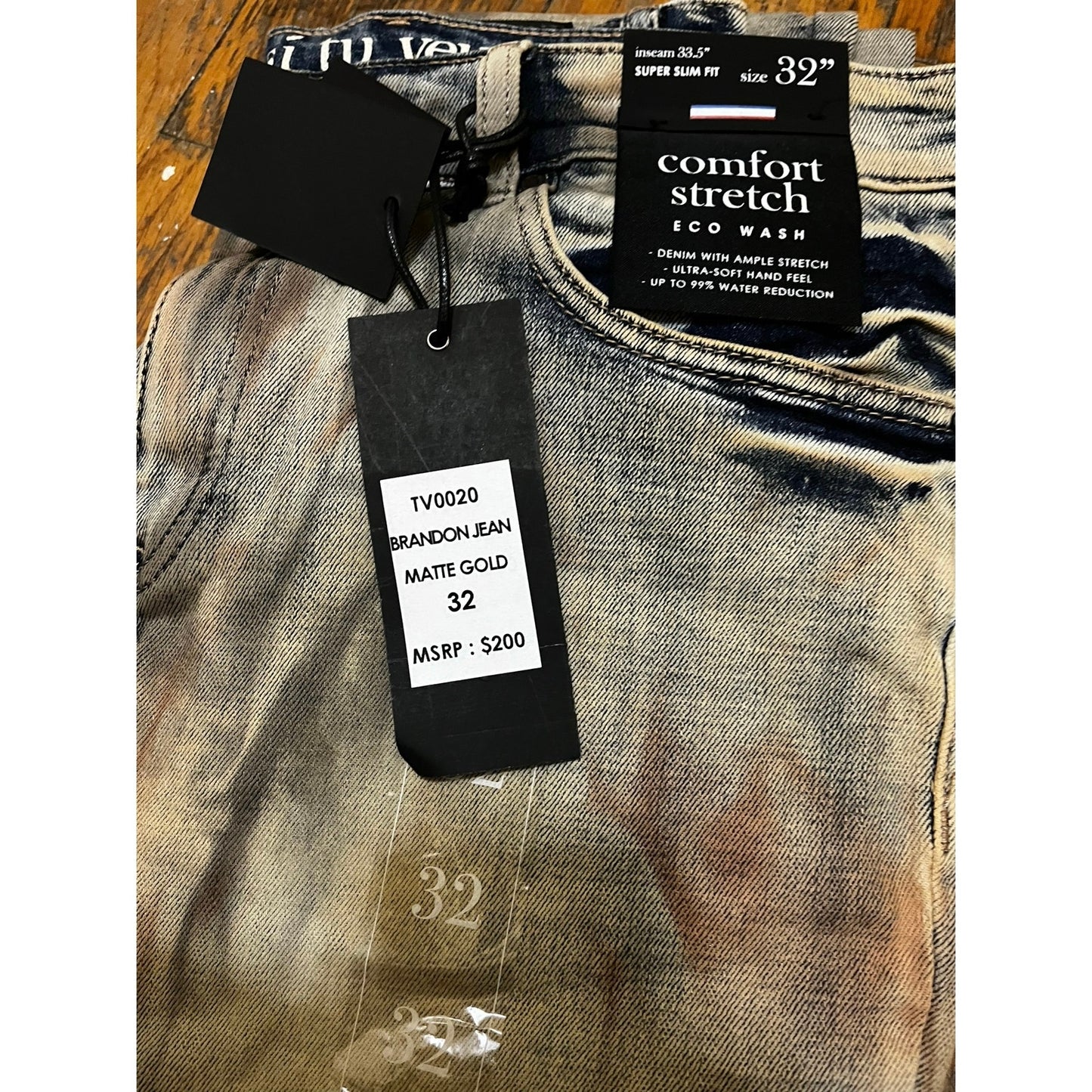 Si Tu Veux Brandon Jean’s Matte Gold Size 32 New
