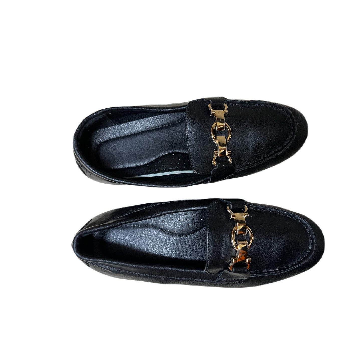 Women’s Black loafers With Gold Straps Size 7 Brand New No Box