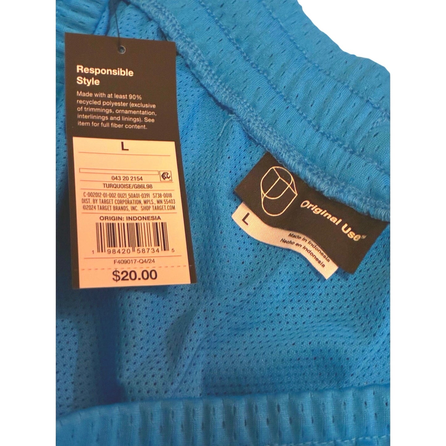 Turquoise Men’s Basketball Ball Shorts Size Large