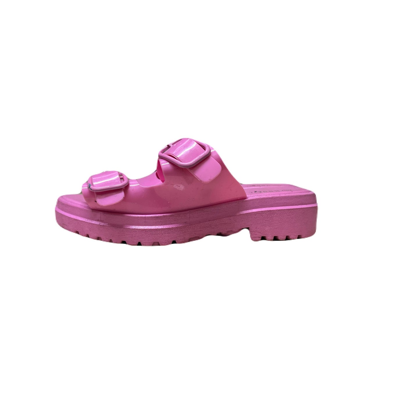 Barbie Pink Double Buckle Platform Jelly Slides Sandals Open Toe Size 9