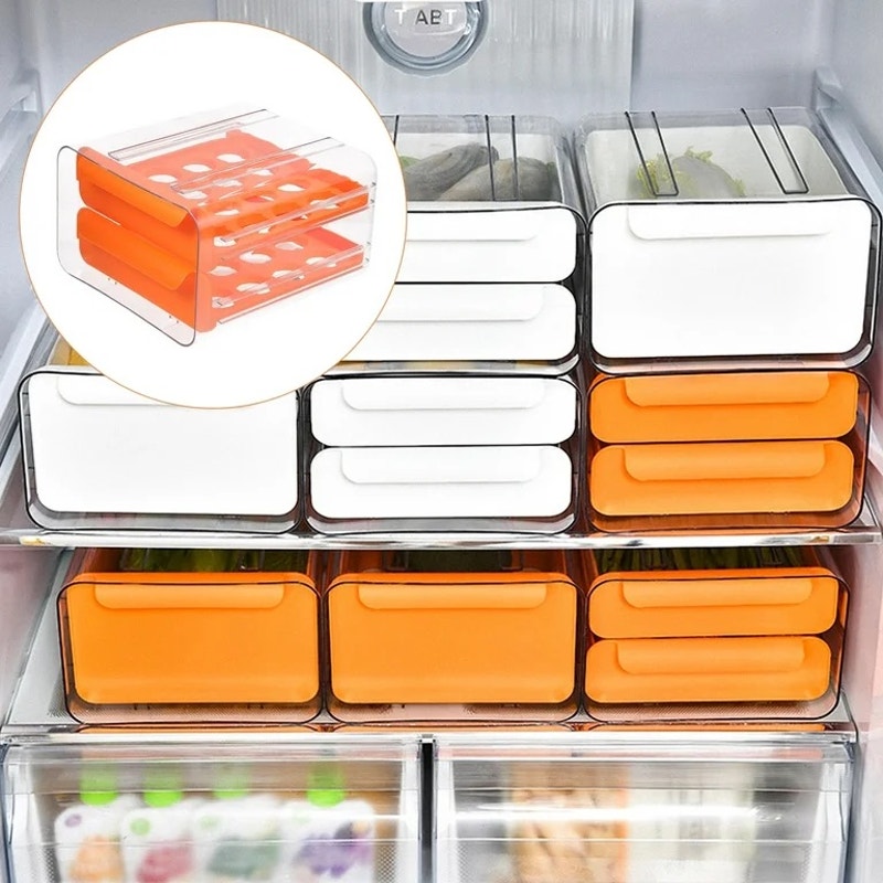 HOOWIFFY Food Containers Refrigerator Food Storage Box Orange Plastic 1 Pc
