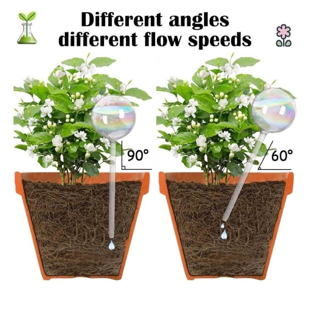 4 Pcs Iridescent Glass Plant Watering Globes - 9 Inch Self Watering Planter