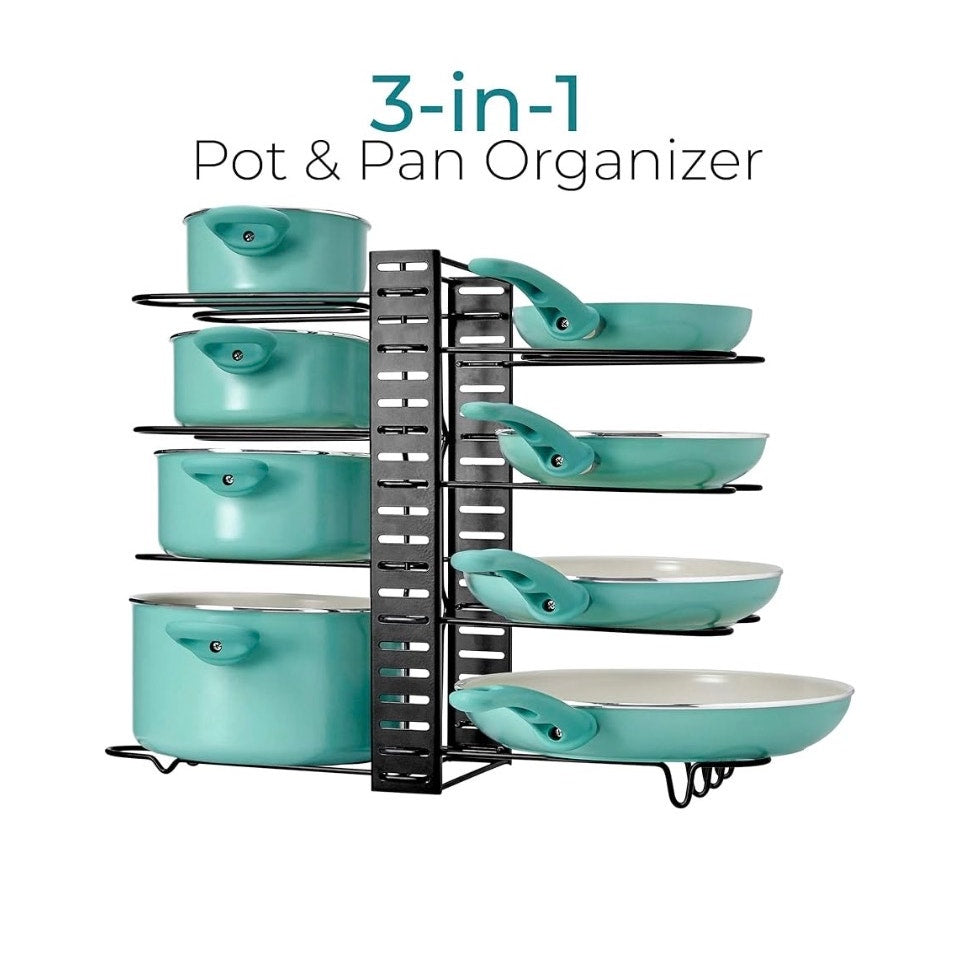 LATTI Pots and Pans Cabinet Organizer and Kitchen Storage Rack - 8 Shelf