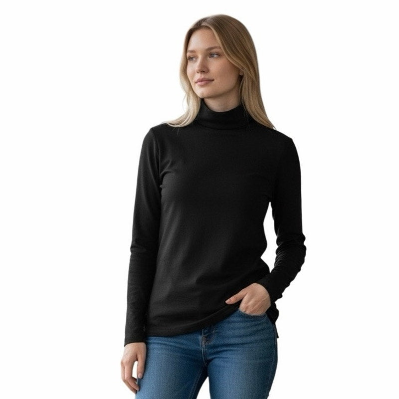 Isaacmizrahi Essentials Women’s Black Ling Sleeve turtleneck Size Large