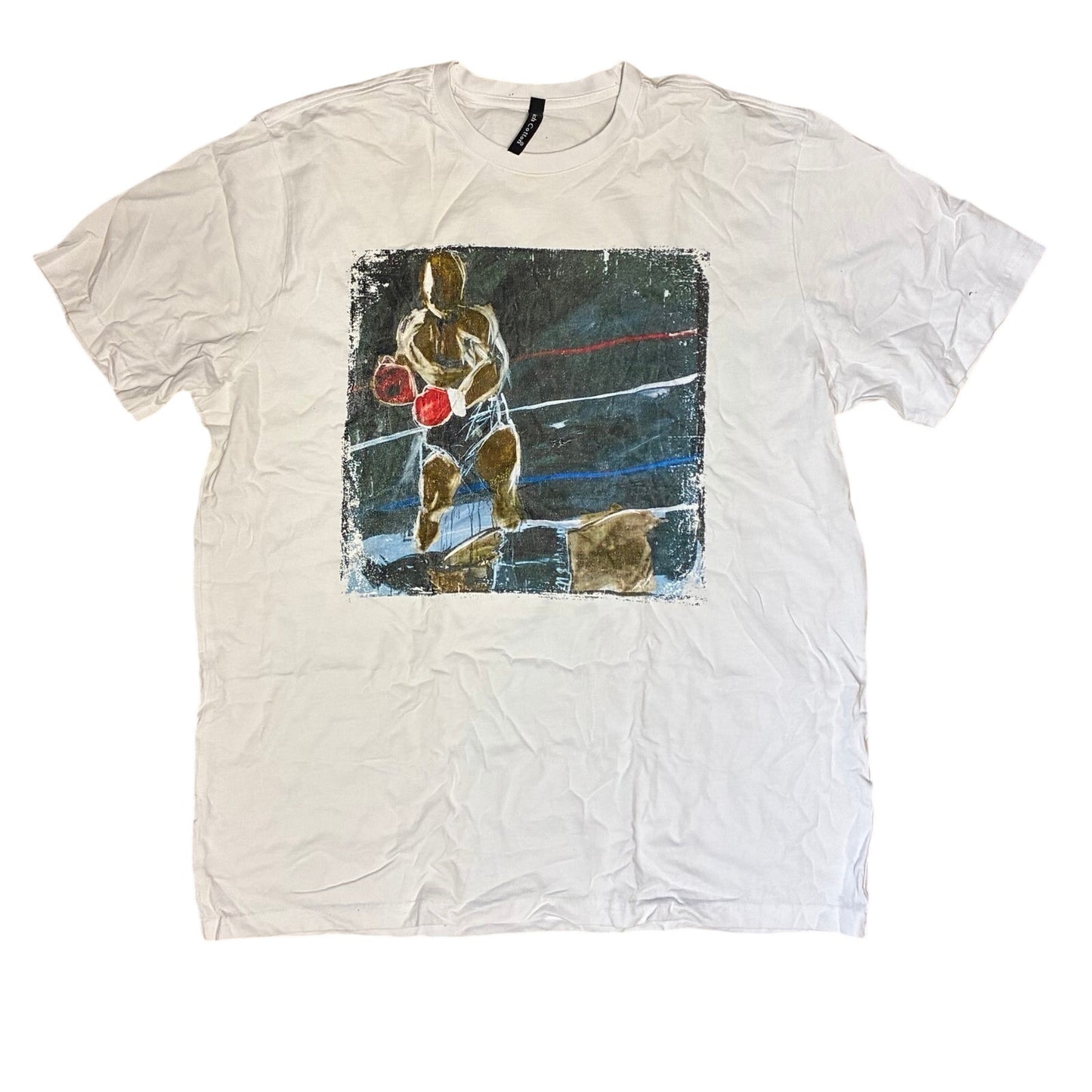 Rich Cotton White Men’s T-Shirt With A Boxer Picture On It Size XL