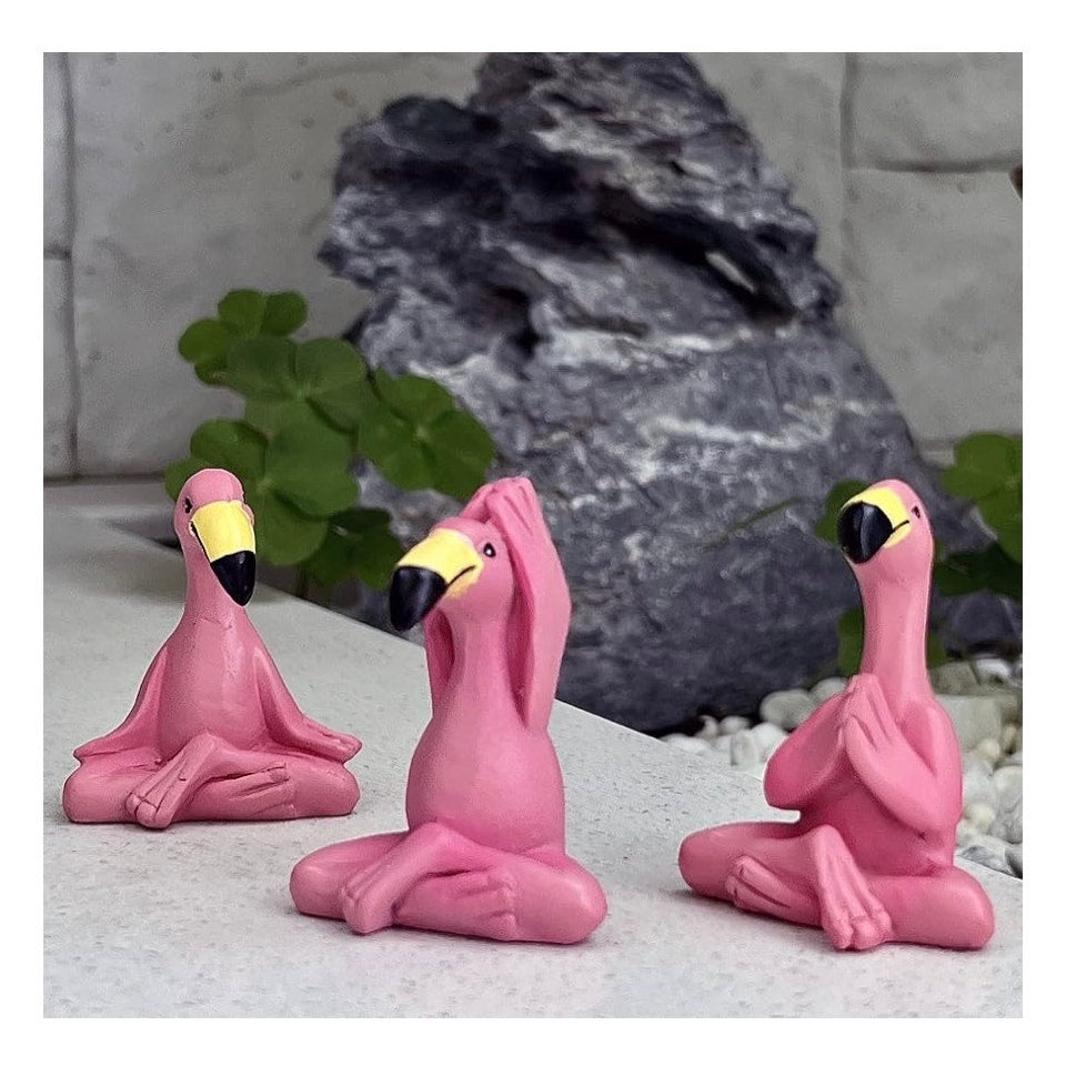 Mini Yoga Flamingo Figurines New