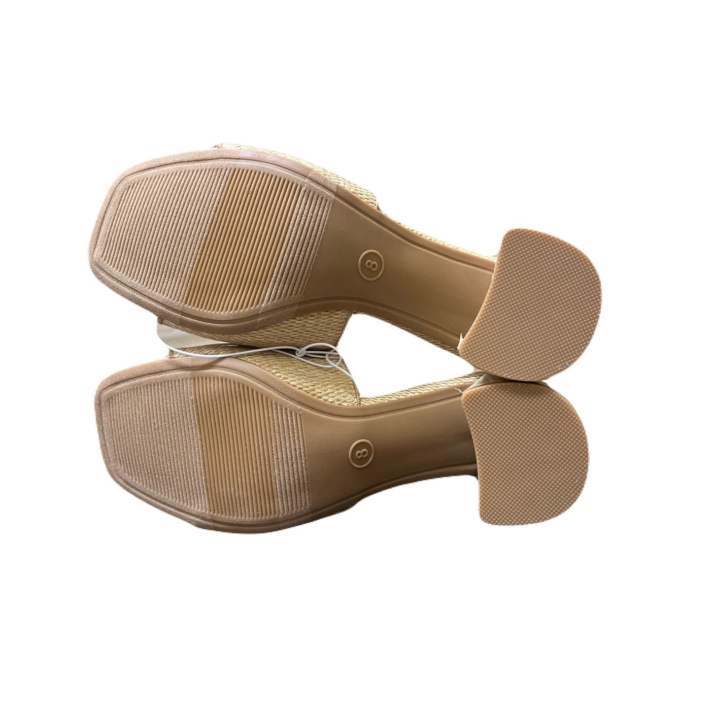 Women's Arden Raffia Ornamented Block Heels with Memory Foam Insole - A New Day Tan Size 8
