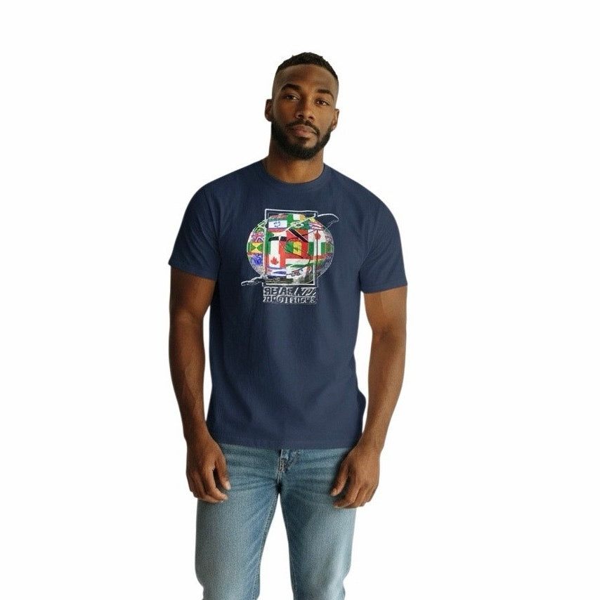 Shabazz Brothers Men’s Shorts Sleeve Navy T-Shirt Size Large