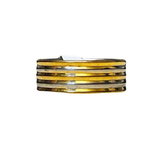 Gold Stainless Steel Ring With Stripes On It Size 18