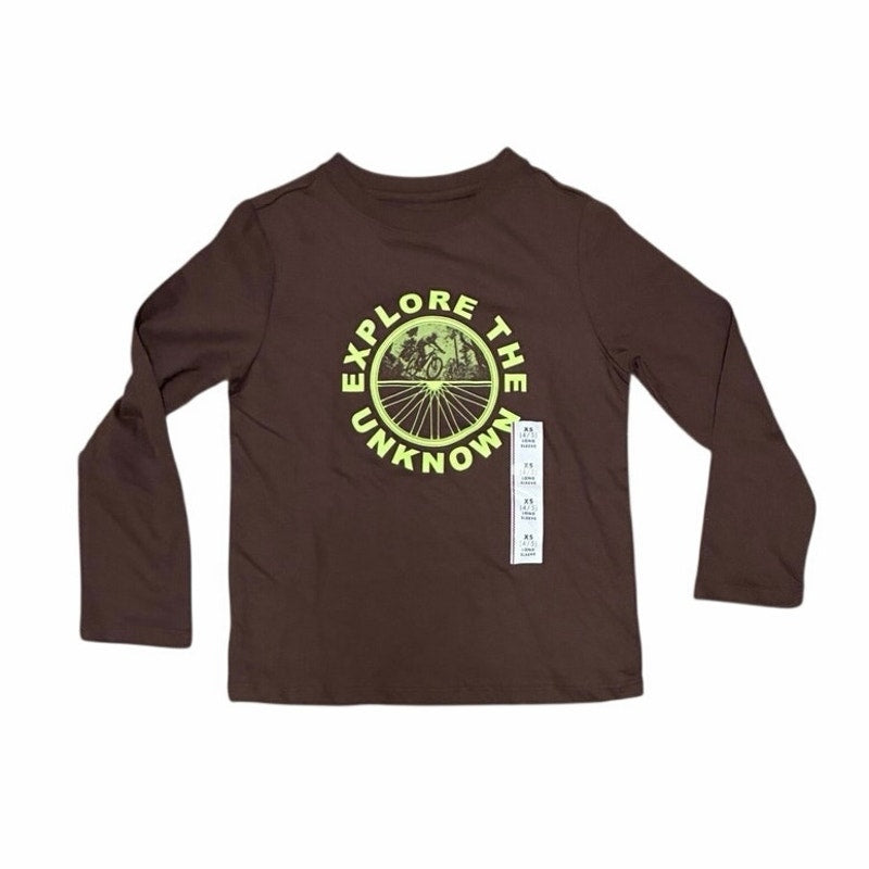 Boys' Long Sleeve Graphic T-shirt - Cat & Jack Brown XS 4/5