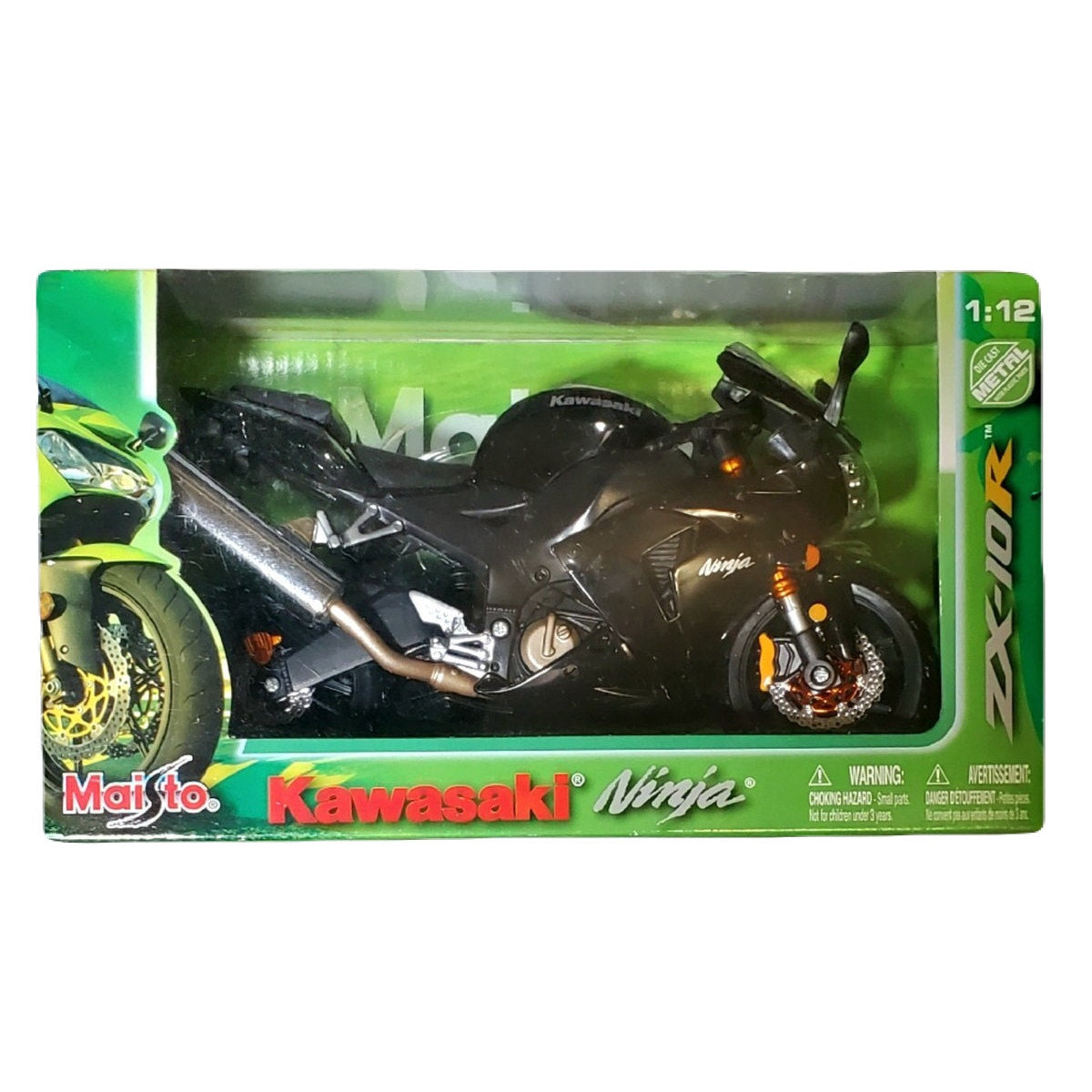KAWASAKI NINJA ZX-10R - MAISTO- SPORTS BIKE- DIE CAST METAL- BLACK COLOR