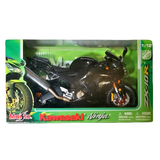 KAWASAKI NINJA ZX-10R - MAISTO- SPORTS BIKE- DIE CAST METAL- BLACK COLOR