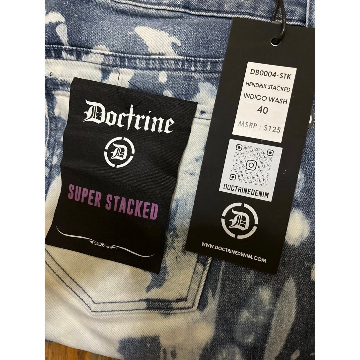 Doctrine Hendrix Stacked Indigo Wash Size 40 New