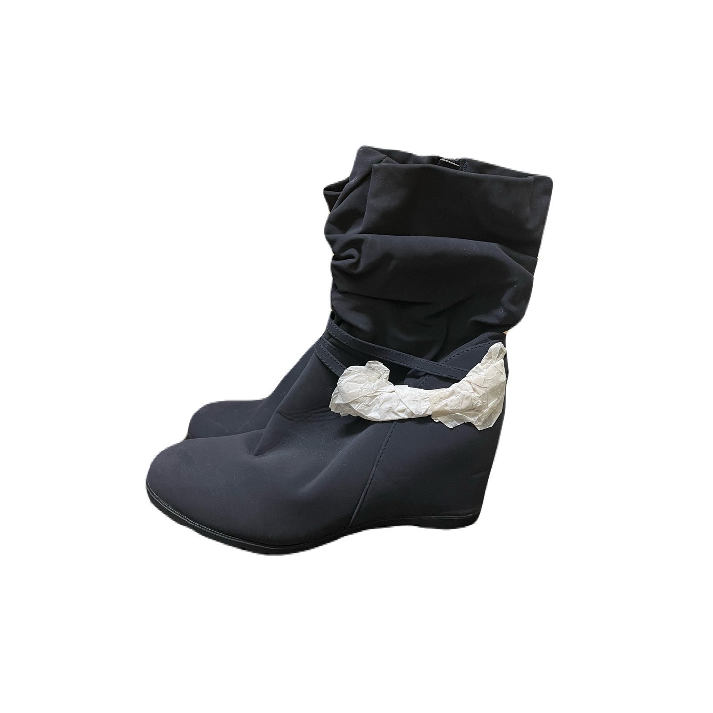 DREAM PAIRS Women's Coline Dark Blue Mid Calf High Wedge Boots Size 5 B(M) US