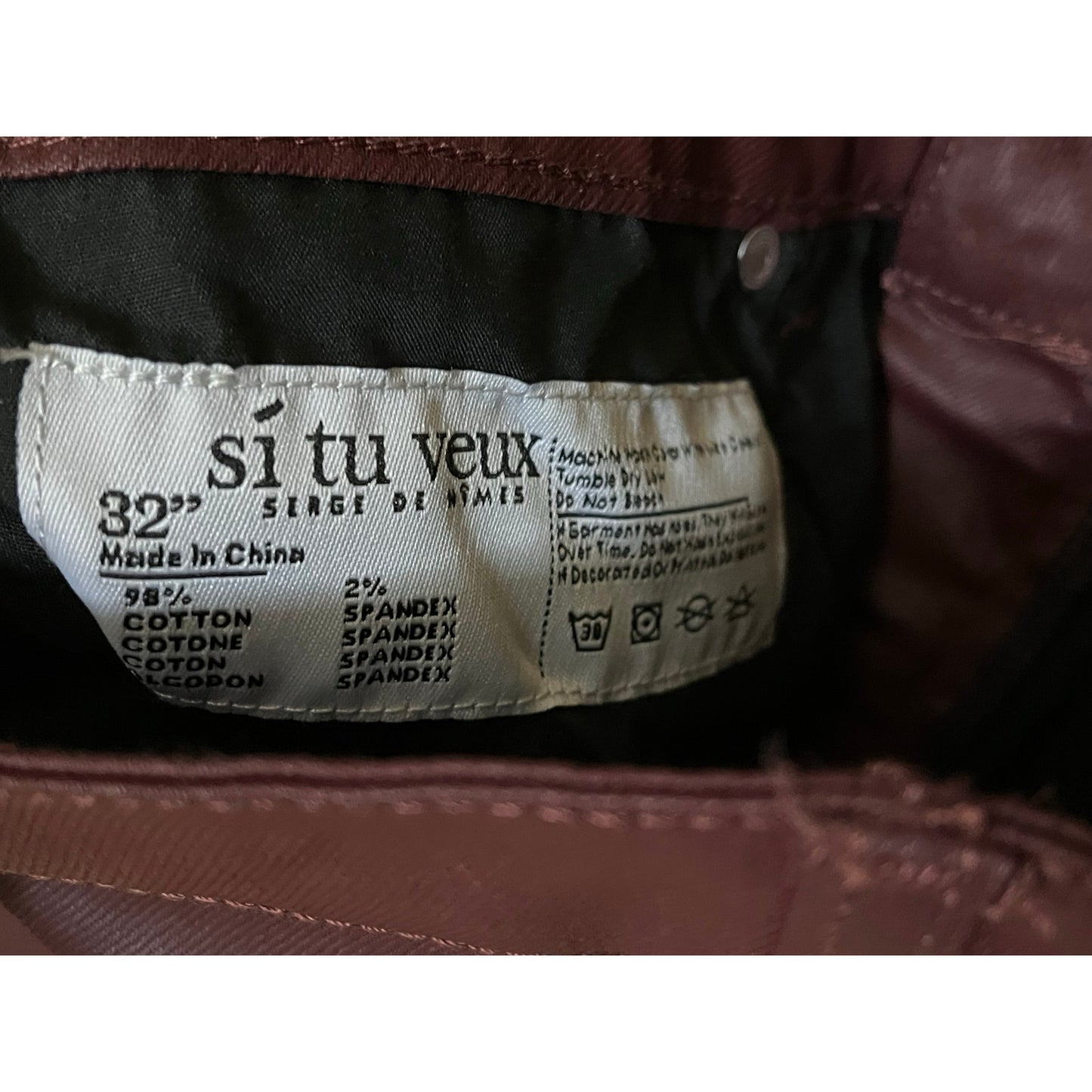 Si Tu Veux Gordon Jean’s Burgundy Wax Superstack  Size 32