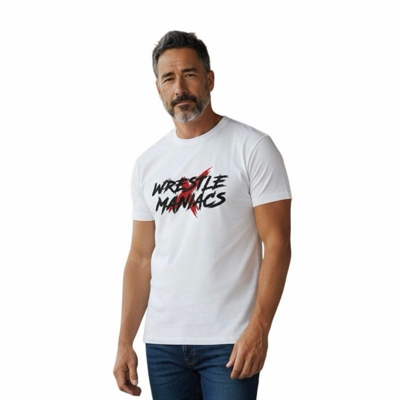 Wrestle Maniacs Men’s White T-shirt Size XL/TG