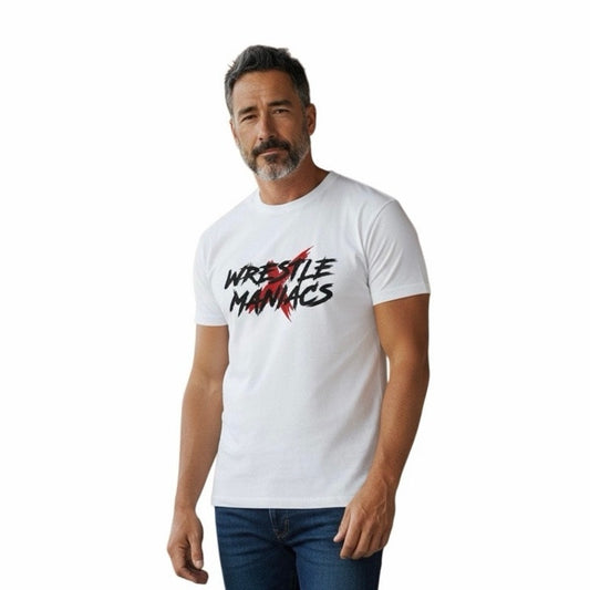 Wrestle Maniacs Men’s White T-shirt Size XL/TG