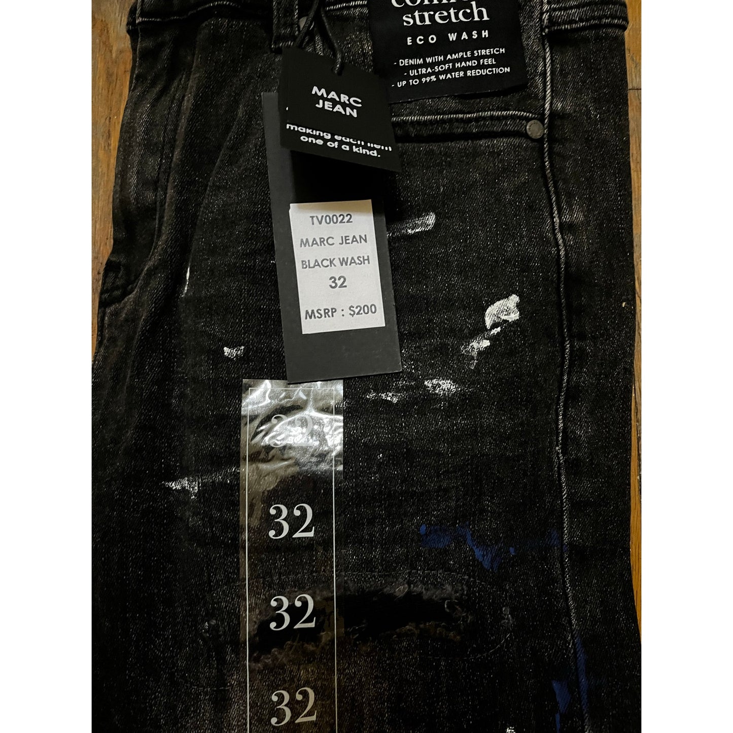 Si Tu Veux Marc Jeans Black Wash Superstack Mens Size 32