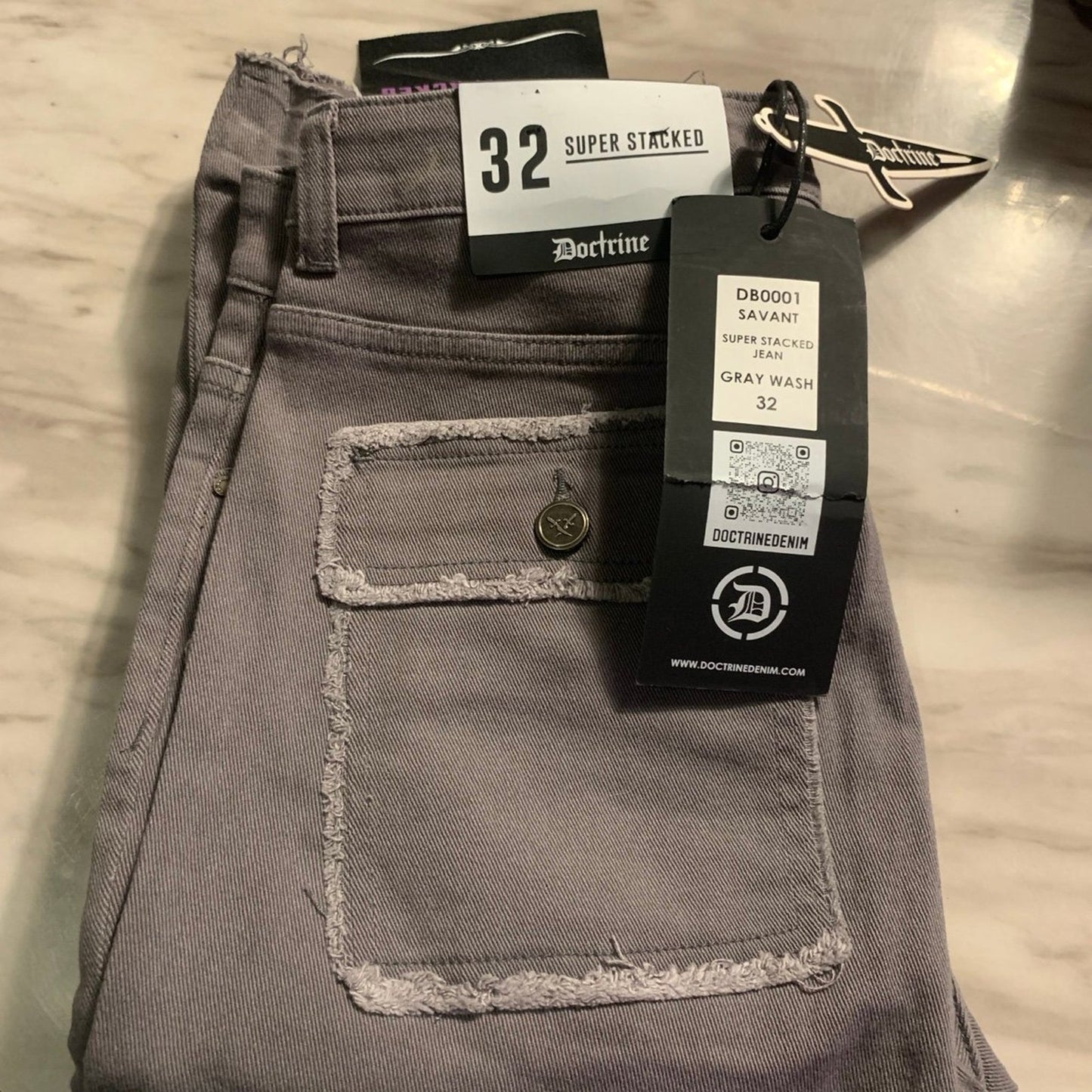Doctrine Superstack Grey Mens Jeans Size 32