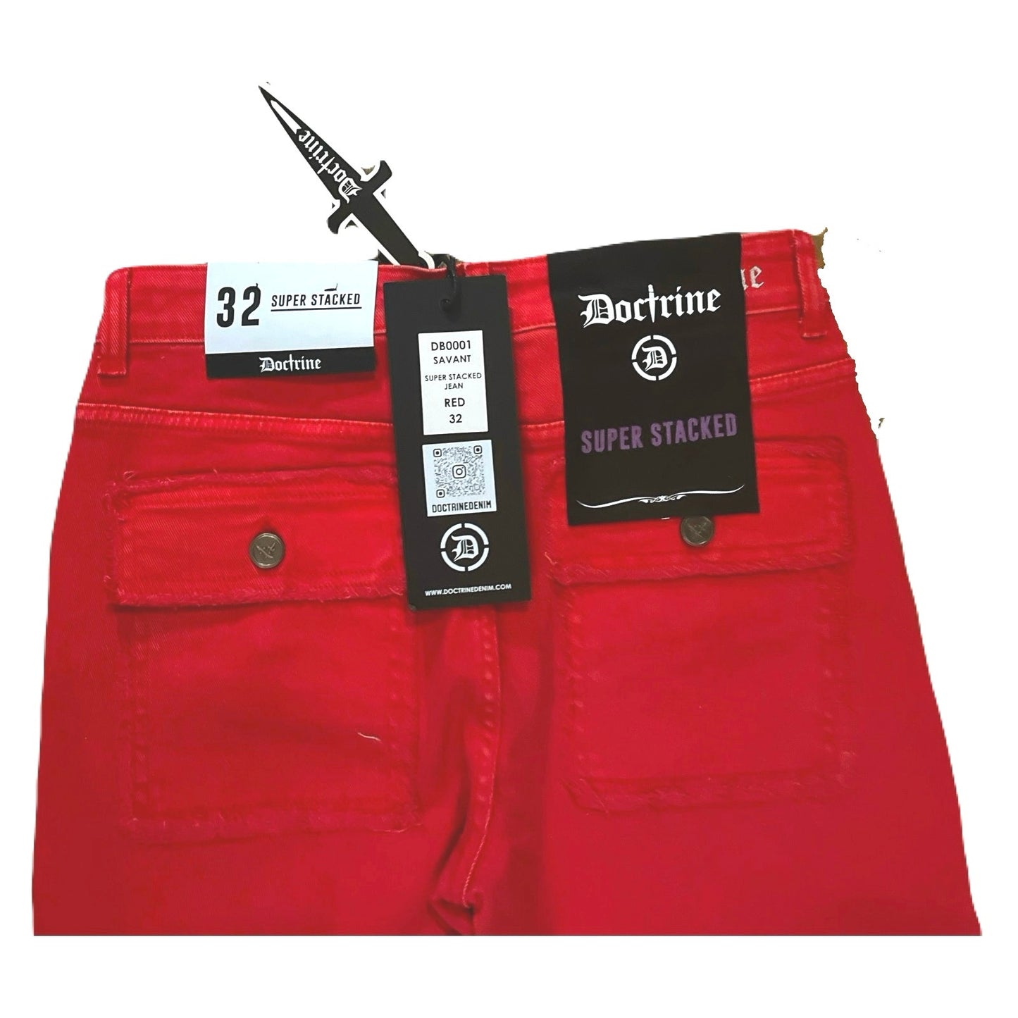 Doctrine Savant Super Stacked Jean Red Size 32