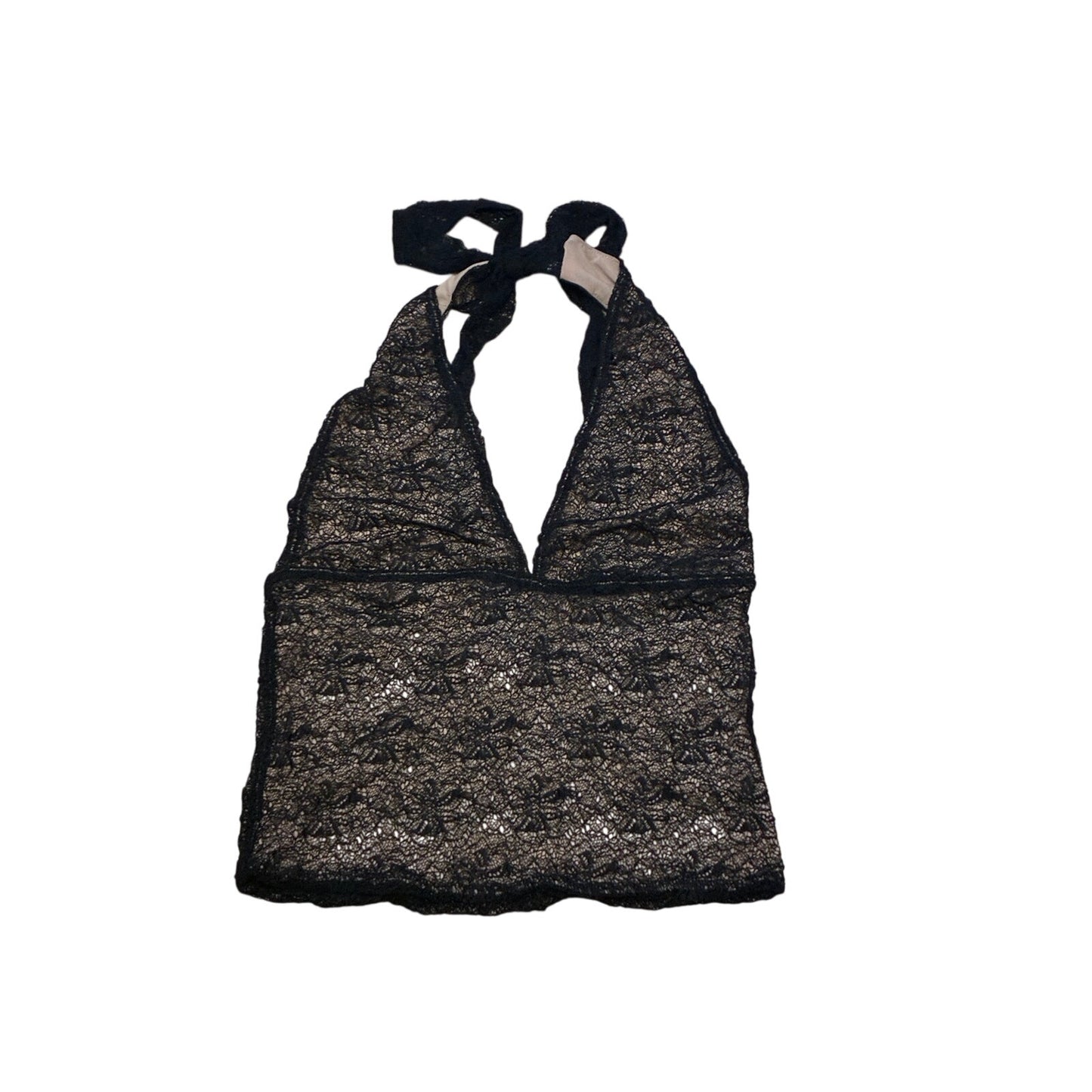 Meshki Asher Sheer Lace Halter Top Black Size XXS