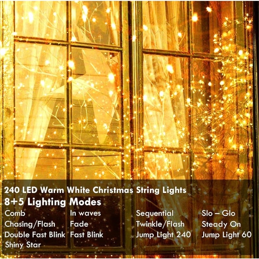 Connectable String Lights Indoor Outdoor Clear Wire Warm White Christmas Lights