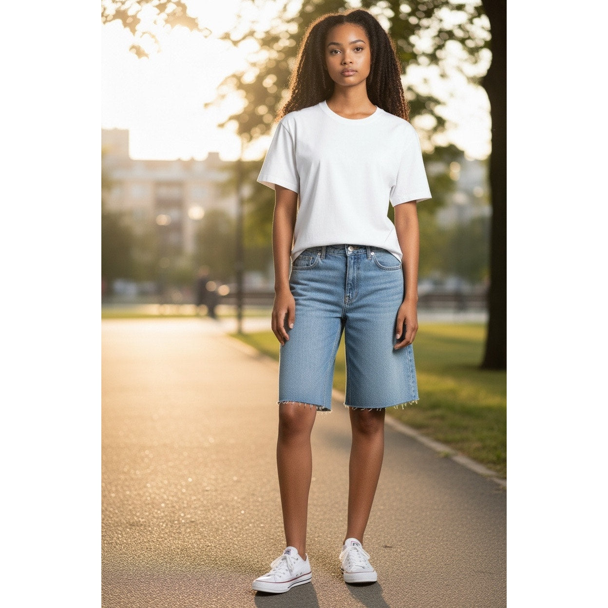 SHEIN Women’s Light Blue Jeans Shorts Size Medium