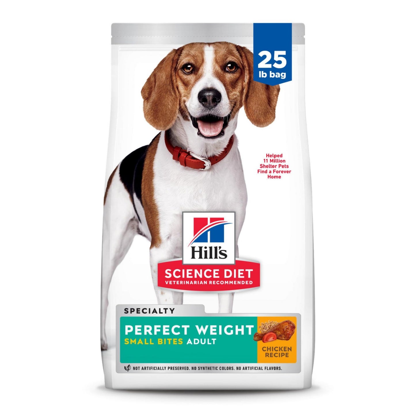 Hill's Science Diet Perfect Weight, Adult 1-6, Weight Management Support, Small Kibble, Dry Dog Food, Chicken Recipe, 25 lb Bag