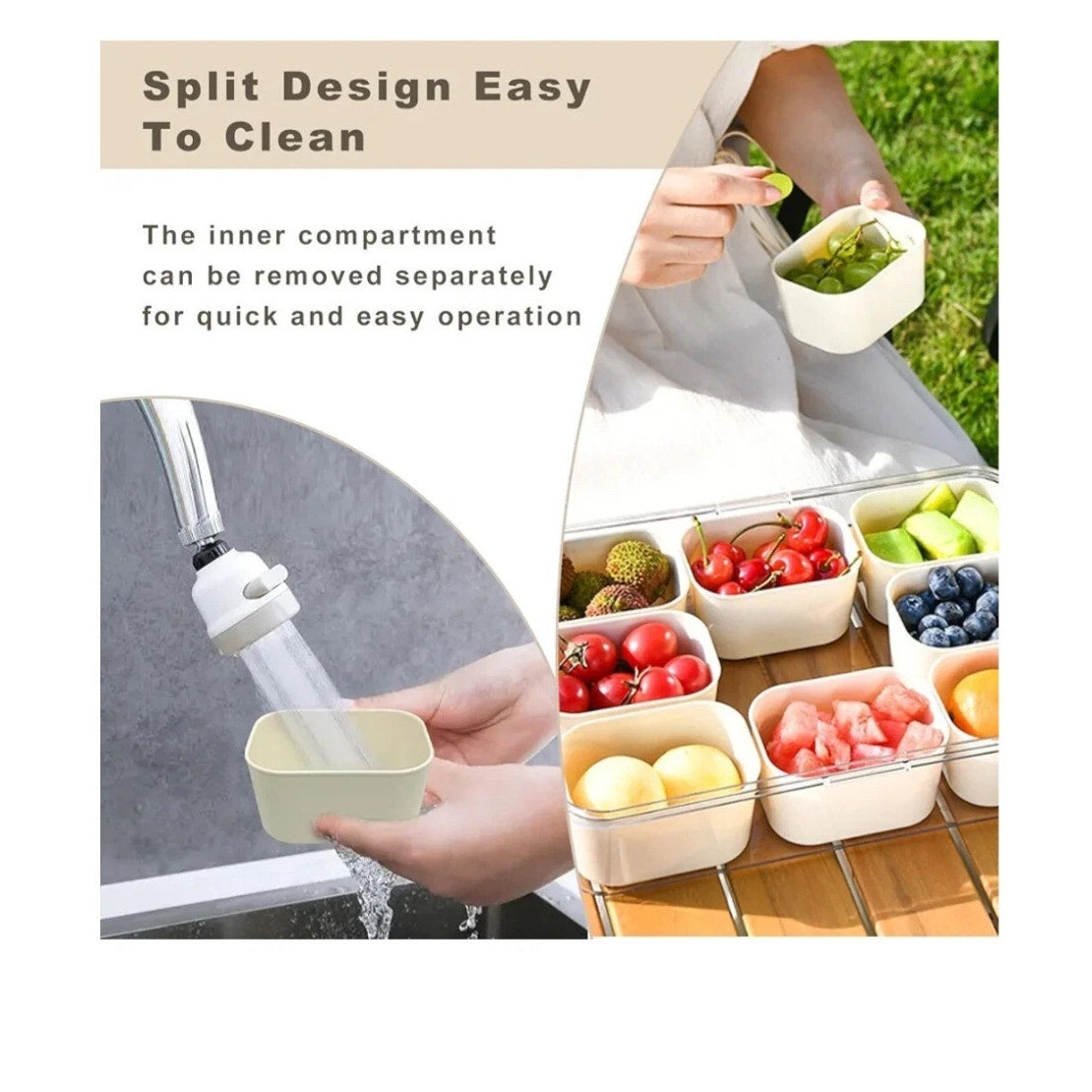 Divided Serving Tray with Lid and Handle Snackle Snack Box Charcuterie Container