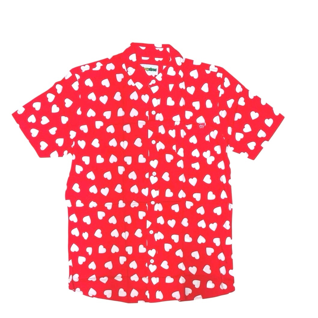 Tipsyelves Men’s Heartbeat Button Down Shirt Size Large